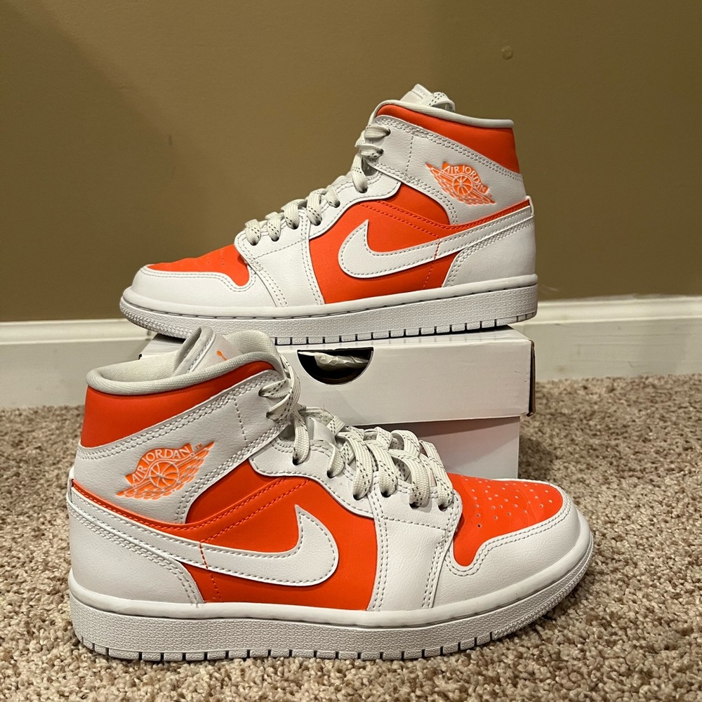 Nike Air Jordan High-Top Sneakers in Orange and White